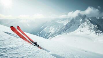 ai genererad åka skidor annons bakgrund med kopia Plats foto