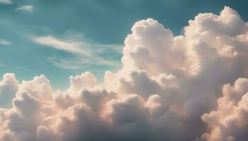 ai genererad moln i de himmel med en blå himmel bakgrund foto