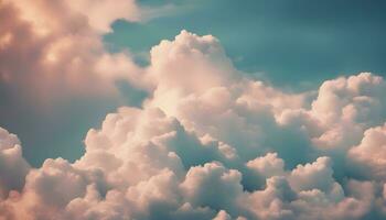 ai genererad moln i de himmel med en blå himmel bakgrund foto