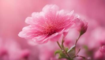 ai genererad rosa blomma på en rosa bakgrund foto