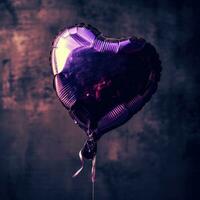 ai genererad lila hjärta ballong för kärlek och äktenskap foto