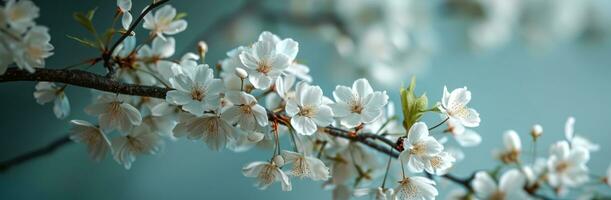 ai genererad körsbär blommar är på de gren foto