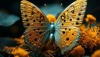 ai genererad vibrerande fjäril vinge ställer ut natur skönhet i mång färgad mönster genererad förbi ai foto