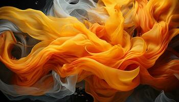 ai genererad abstrakt flamma färger Vinka rörelse kurva bakgrund gul mönster bläck genererad förbi ai foto