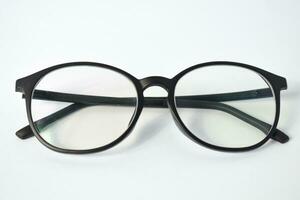 svart ram glasögon unisex- isolerat på vit bakgrund foto