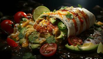 ai genererad friskhet och smak i en hemlagad grillad taco måltid genererad förbi ai foto