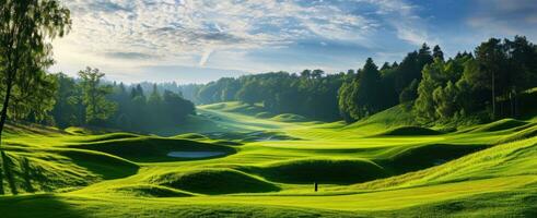 ai genererad golf på en skön golf kurs. foto