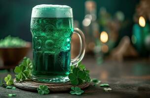ai genererad ioscoins vitklöver de bäst irländsk öl med klöver foto