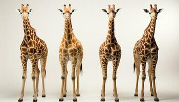 ai genererad grupp av söt giraffer stående i de afrikansk savann genererad förbi ai foto