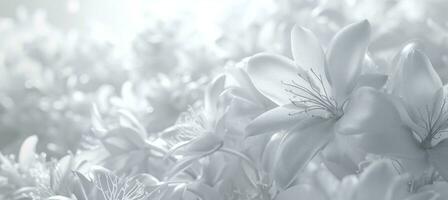 ai genererad vit blommor på vit bakgrund foto