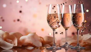 ai genererad firande natt champagne, vin, glas, fest, elegans, lyx, dekoration genererad förbi ai foto