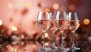 ai genererad lyx firande champagne hälla, vin flaska, elegant dekoration genererad förbi ai foto