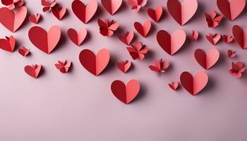 ai genererad kärlek och roman i en hjärta form på en rosa bakgrund genererad förbi ai foto