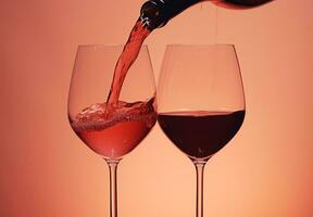 ai genererad två glasögon av röd vin är varelse hällde in i varje Övrig foto