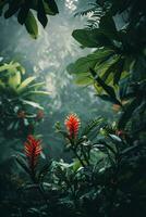 ai genererad fotografera fångande de vibrerande biologiska mångfalden av en tropisk regnskog foto