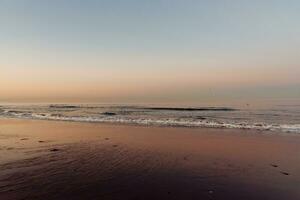 soluppgång på santa monica strand foto