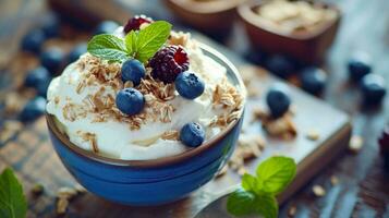ai genererad grekisk yoghurt som mat i restaurang foto
