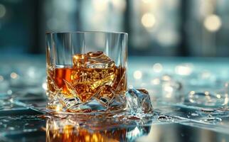 ai genererad en glas av whisky antal fot foto