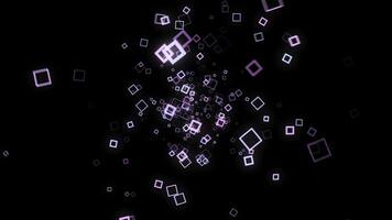 cyber ström av neon kvadrater på svart bakgrund. animation. färgrik neon kvadrater vibrera hypnotiskt i de ström på svart bakgrund foto