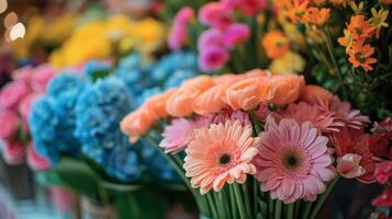 ai genererad riklig buketter, blommig arrangemang, och vibrerande blommar förkroppsliga vårens överflöd foto