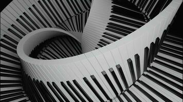 optisk illusion av de piano tangentbord. design. piano nycklar skapande en spiral, skön musikalisk bakgrund. foto
