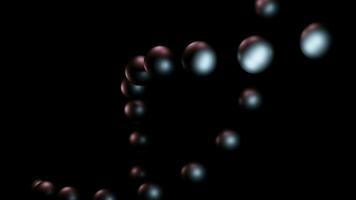 konceptuell dna molekyl modell tillverkad av metall bollar. design. spinning metall bollar på en svart bakgrund. foto