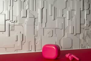 rosa hörlurar geometrisk abstrakt på trogen vägg foto