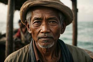 ai genererad berättelser av de hav fångande de väsen av ett indonesiska fiskare foto