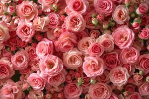 ai genererad konfetti rosa rosor, bukett av rosa rosor, bukett foto