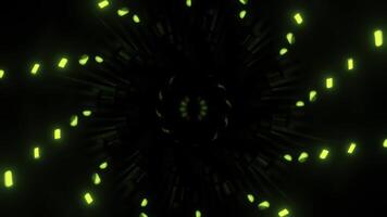 oändlig trippy tunnel av neon lampor på en svart bakgrund. design. spinning färgrik spiral skapande hypnotisk effekt. foto