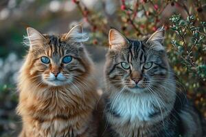 ai genererad två vänlig katter foto