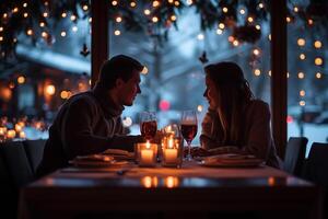 ai genererad härlig par i lycka tillsammans, lyxig miljö Lycklig valentine dag begrepp foto