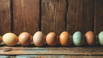 ai genererad en rad av ägg med annorlunda färgad de i främre av dem foto