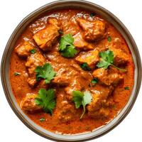 ai genererad kyckling tikka masala - smakrik indisk glädje isolerat på vit bakgrund foto