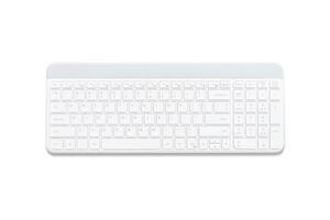 vit tangentbord trådlös typ för dator skrivbordet eller bärbar dator på de vit bakgrund foto