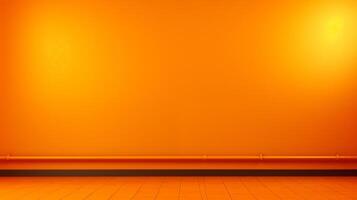 ai genererad tömma orange rum med solljus, perfekt för bakgrund, enkelhet, och interiör design foto