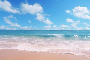 ai genererad tropisk strand lugn, idealisk för resa och turism kampanjer foto