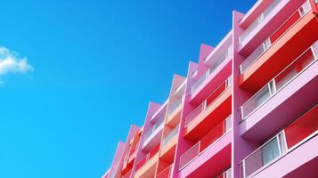 ai genererad vibrerande modern arkitektur färgrik lägenhet Fasad, idealisk för urban livsstil befordran foto