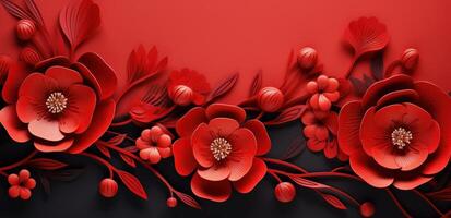ai genererad kinesisk ny år bakgrund med blommor foto