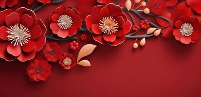 ai genererad kinesisk ny år bakgrund med blommor foto