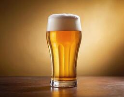 ai genererad öl i glas i en bar med bokeh bakgrund foto