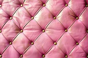 ai genererad rosa läder bakgrund med söm och metall detaljer för mode design foto