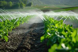 ai genererad precision bevattning system och jordbruks praxis bidrar till de effektiv använda sig av av vatten i lantbruk. foto