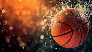 ai genererad basketboll annons bakgrund med kopia Plats foto
