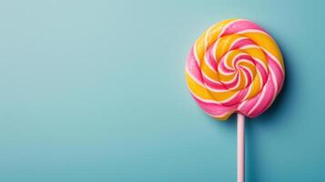 ai genererad lolly pop- annons bakgrund med kopia Plats foto