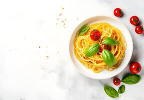 ai genererad pasta aglio olio e peperoncino italiensk spaghetti med vitlök chili peppar och oliv olja på en svart foto