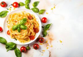 ai genererad pasta aglio olio e peperoncino italiensk spaghetti med vitlök chili peppar och oliv olja på en svart foto