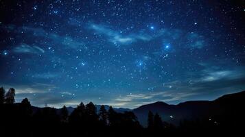 ai genererad glittrande stjärnor, silver- måne, mjölkig sätt galax. foto