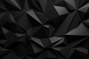 ai genererad kaotisk svart låg poly yta dator genererad abstrakt bakgrund foto