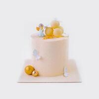 bebis kaka med ängel isolerat på vit foto